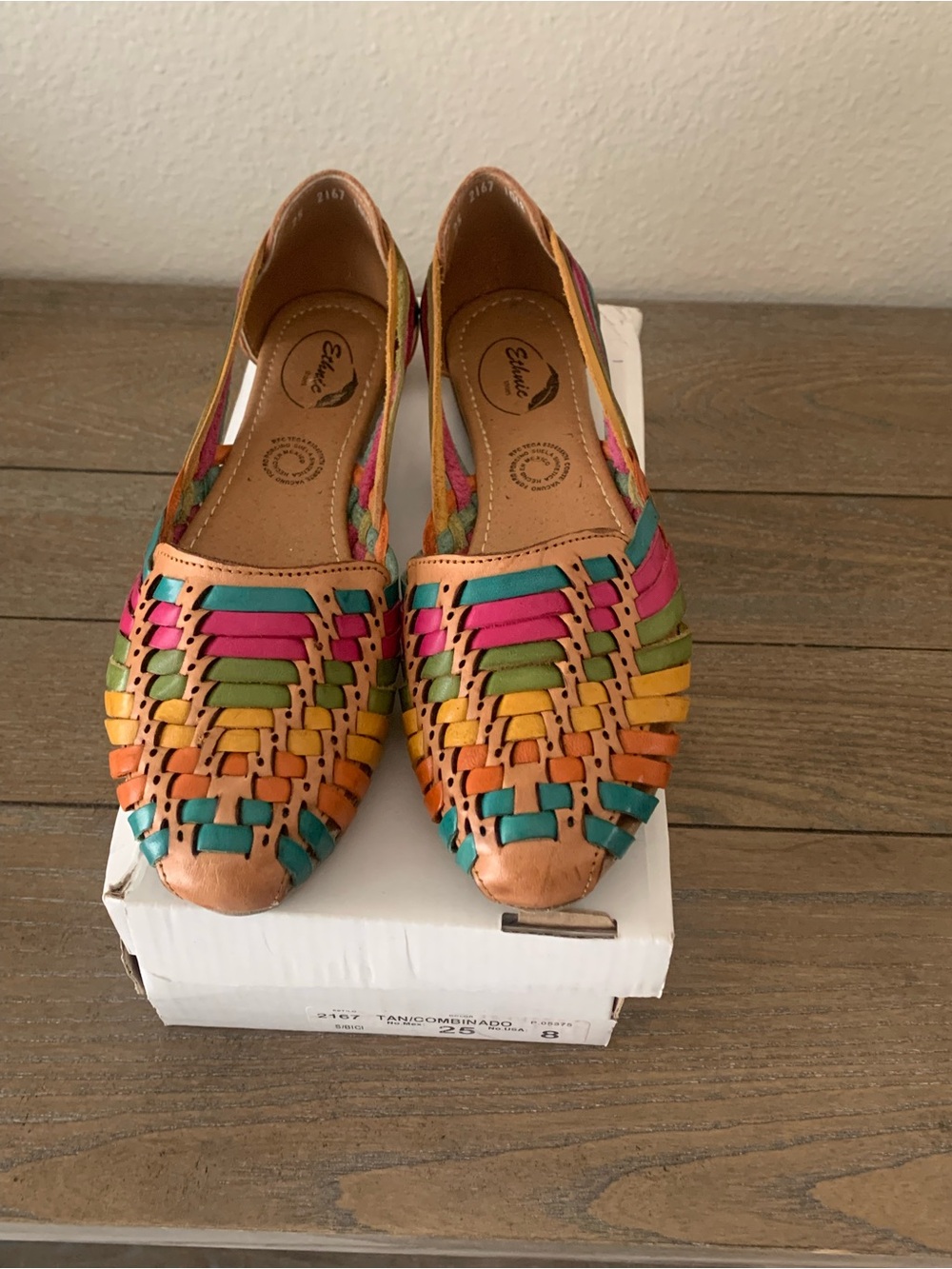New Huarache Sandal Multicolor Woven Leather Flats